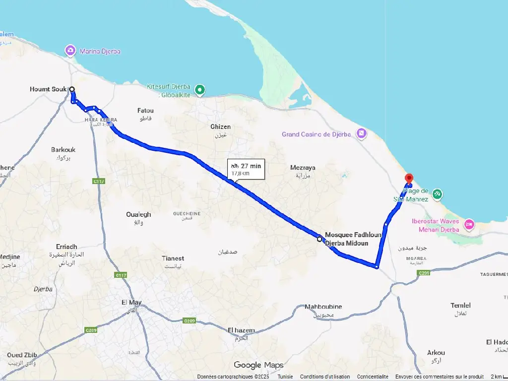 Djerba à vélo : votre guide complet pour un cyclotourisme responsable 9 Le Tour de l’île – 45 km - Niveau facile - 4 à 5 heures